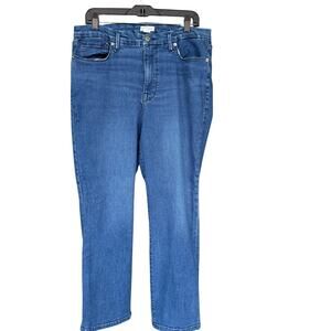 Good American Jeans Womens 16 Blue Good Petite Straight Organic Cotton Denim